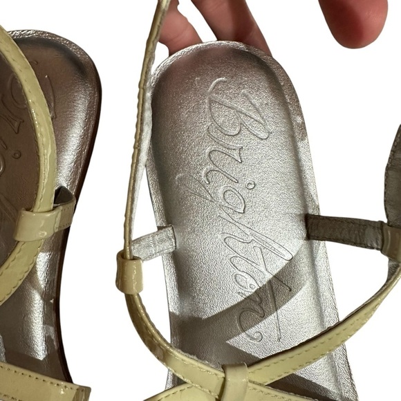 NWT Brighton Ivory Cream Silver Oslo Sandals Patent Leather Beaded - Picture 6 of 8